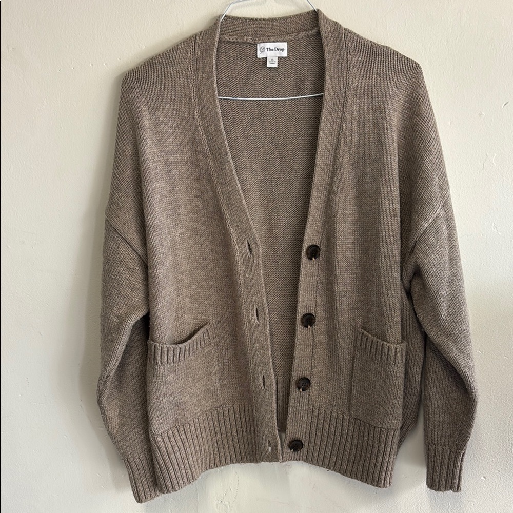 The Drop Women's Brown Cardigan Brigitte Sweater